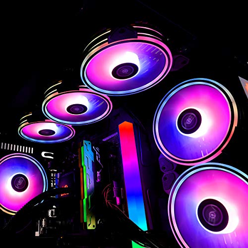 GIM KB-24 RGB Ventiladores de caja, paquete de 3 ventiladores silenciosos de 120 mm para PC, 5V ARGB direccionable de ritmo musical M/B, Totalmente ajustable a través del SYNC/RC controlador