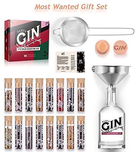 Gin Making Kit | kit Gin Tonic para Elaboración de Ginebra -- Idea de regalo perfecta para hombres y mujeres | 16 Productos Botánicos en Hermosas Botellas de Especias