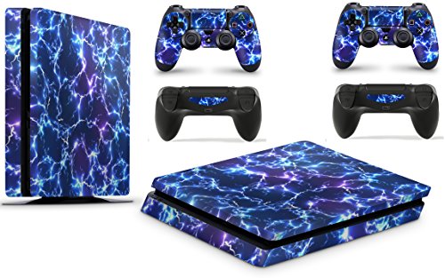 giZmoZ n gadgetZ Skin Adhesivo de Vinilo de Electric Storm de GNG para la Consola PS4 Slim + Set de 2 Skins para los Controladores