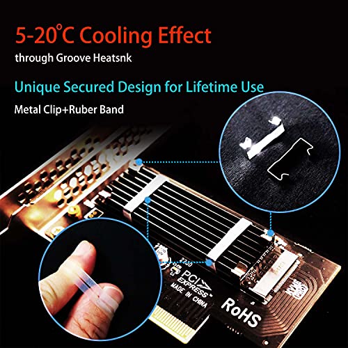 GLOTRENDS Adaptador M.2 PCIe NVMe 4.0/3.0 con disipador M.2 de 0.12 pulgadas/0.3cm de grosor para SSD M.2 PCIe (NVMe y AHCI), PCI-E GEN4 Full Speed, Instalación en PC de escritorio (PA09-HS)