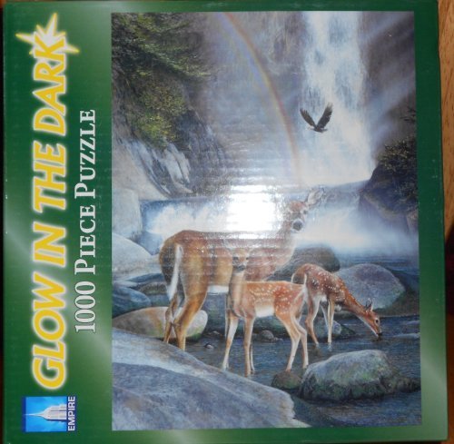 Glow in the Dark 1000 Pc Puzzle Deer Family in a Creek / Rainbow by Empire Laboratories