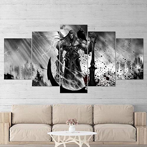Gmoope Impreso Mural 5 Piezas Lienzos Cuadros Pinturas Darksiders Death Gaming Impresiones En Lienzo Decoración Arte De La Pared del Hogar