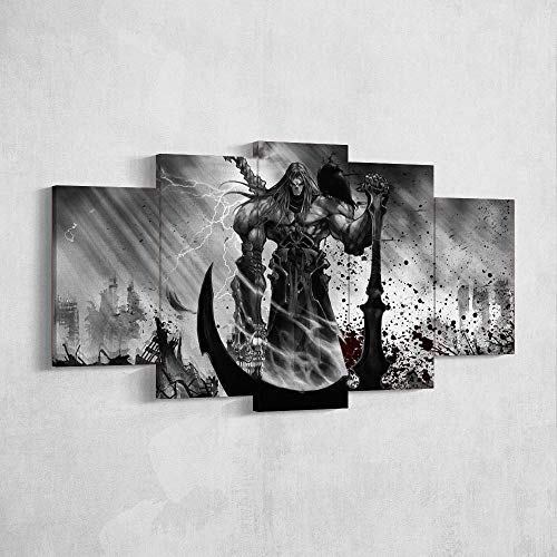 Gmoope Impreso Mural 5 Piezas Lienzos Cuadros Pinturas Darksiders Death Gaming Impresiones En Lienzo Decoración Arte De La Pared del Hogar