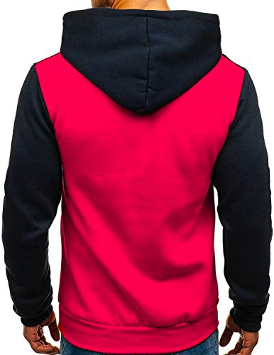 GNRSPTY Hombre Sudadera con Capucha Colores de Contraste Camiseta Manga Larga Otoño Hoodie Pullover Sweatshirt,Azul Marino,M