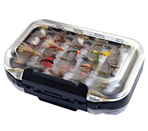 Go-to Dry Fly, Wet Fly, Nymph and Streamer Fly Lure Assotment + Waterproof Fly Box for Trout Fly Fishing Flies by Outdoor Planet