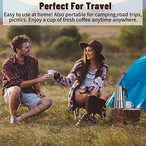 Godmorn Cafetera Italiana,Cafetera espressos en Acero inoxidable430,6 Tazas(300ml),Conveniente para la Cocina de inducción,Cafetera Moka Clásica,Plata, Uso Doméstico y en la Oficina.