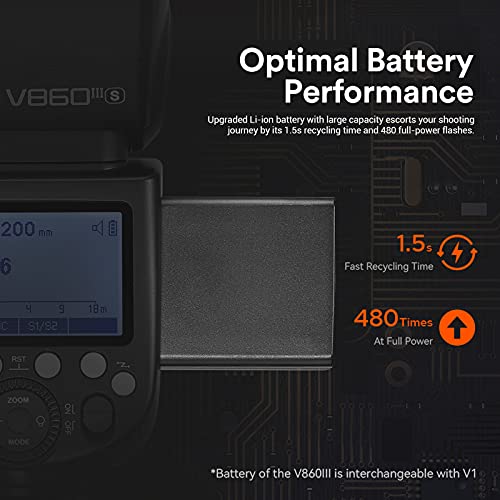 Godox V860III-S V860IIIS Flash para Sony, 2.4G HSS TTL 2600mAh Li-Ion Batería, 10 Niveles LED Lámpara de Modelado, Cámara Flash de Compatible con la Cámara Sony