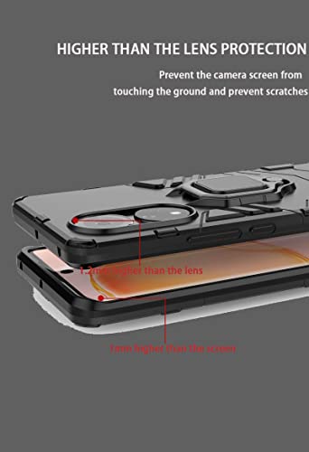 GOKEN Funda para Honor 50 y 2 Cristal Templado, PC + TPU Silicona Tough Armor Protección Carcasa, Robusta Antigolpes Estuche con 360° Magnético Anillo Kickstand, Negro
