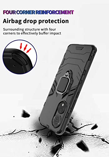 GOKEN Funda para Honor 50 y 2 Cristal Templado, PC + TPU Silicona Tough Armor Protección Carcasa, Robusta Antigolpes Estuche con 360° Magnético Anillo Kickstand, Negro