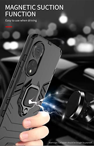 GOKEN Funda para Honor 50 y 2 Cristal Templado, PC + TPU Silicona Tough Armor Protección Carcasa, Robusta Antigolpes Estuche con 360° Magnético Anillo Kickstand, Negro