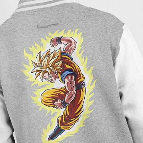 Goku War Dragon Ball Z Varsity - Chaqueta para niños gris y blanco. 5-6 Años