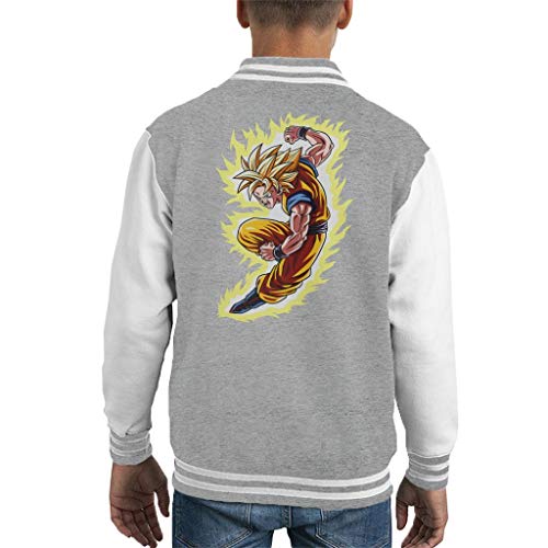 Goku War Dragon Ball Z Varsity - Chaqueta para niños gris y blanco. 5-6 Años