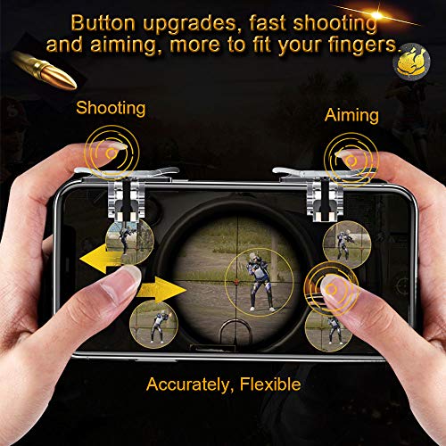 GOLRISEN Gatillos para Móvil Call of Duty PUBG Mobile 1 Par Controladores de Juegos Móviles Botones L1 y R1 Móvil Compatible con Todos los Móviles Android/iOS, para Controlar el Apuntar y Disparar