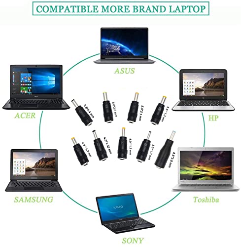 Gonine Fuente de alimentación universal de 19V 3,42A 65 W con conector CC de 5,5 x 2,5 mm y 10 conectores de carga para Acer, Asus, HP, Lenovo ThinkPad, Samsung, Sony Toshiba y otros