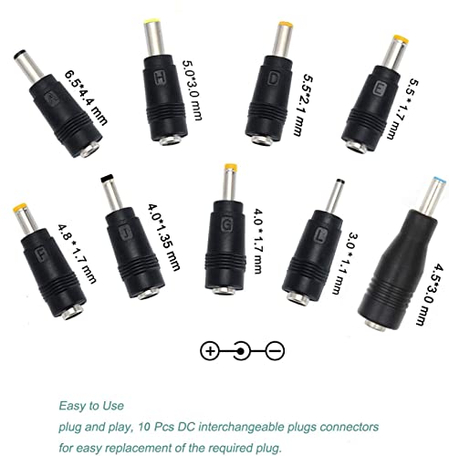 Gonine Fuente de alimentación universal de 19V 3,42A 65 W con conector CC de 5,5 x 2,5 mm y 10 conectores de carga para Acer, Asus, HP, Lenovo ThinkPad, Samsung, Sony Toshiba y otros