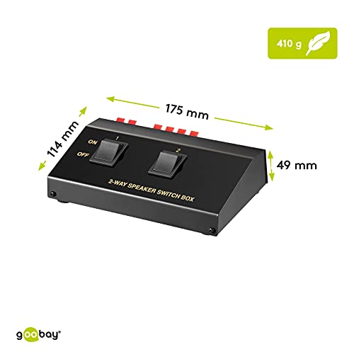 Goobay 60928 - Conmutador para 2 altavoces (200 W), color negro