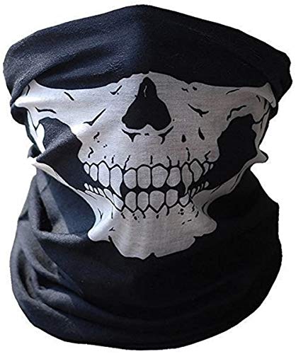 Gosear-Cráneo Bandana de máscara protectora de polvo para Cara cuello en Motos(Poliester,Negro)