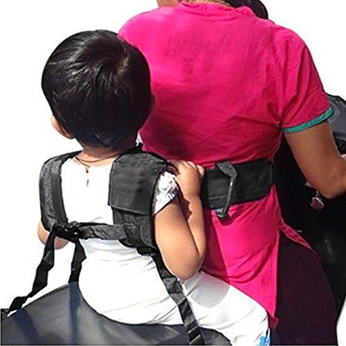 Gosear Niños Portador Correa de Cinturón de Seguridad de Asiento con Hebillas para Vehículo Eléctrico Moto Motocicleta,Negro
