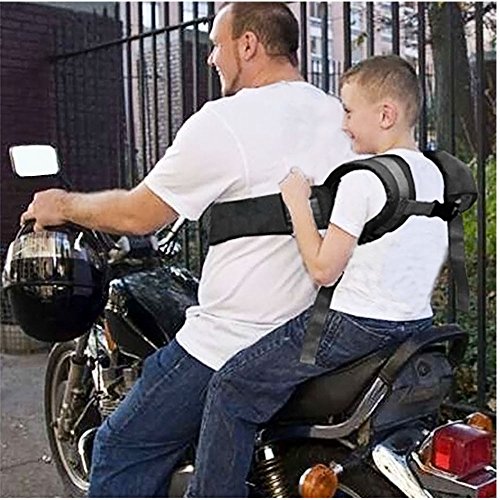 Gosear Niños Portador Correa de Cinturón de Seguridad de Asiento con Hebillas para Vehículo Eléctrico Moto Motocicleta,Negro