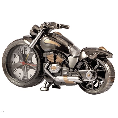 Gosear Vintage Retro Motocicleta Estilo Alarma Reloj para Regalos cumpleaños niños marrón