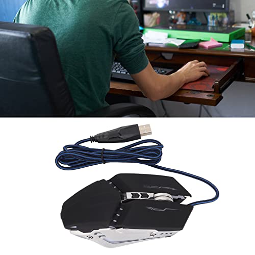 Goshyda Ratón para Juegos con Cable, 800/1200/1600/2400 dpi Ajuste de 4 Niveles 7 Botones Interfaz USB Galvanoplastia Proceso Hueco Motor óptico Ratón para Jugadores de PC