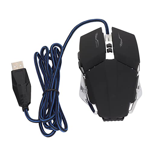 Goshyda Ratón para Juegos con Cable, 800/1200/1600/2400 dpi Ajuste de 4 Niveles 7 Botones Interfaz USB Galvanoplastia Proceso Hueco Motor óptico Ratón para Jugadores de PC