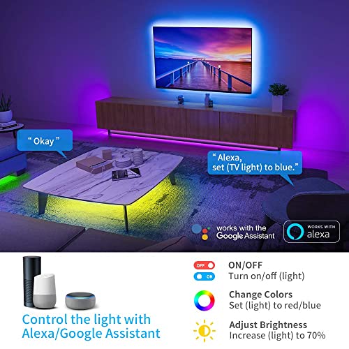 Govee Tiras LED Alexa 5m, Luces LED Habitacion WiFi Inteligente RGB Funciona con Alexa, Google Assistant y App, 64 Modo de Escena y Música para TV, Techo y Juego Electrónico
