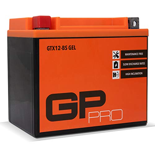 GP-PRO GTX12-BS 12V 10Ah GEL Batería de arranque (compatible con YTX12-BS / 51012) (Sin necesidad de mantenimiento/Sellado) Moto Acumulador