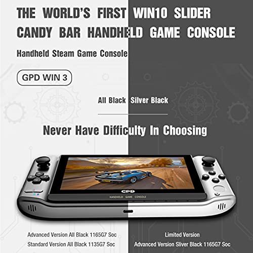 GPD Win 3 – Consola de juegos portátil, mini PC, tableta, ordenador portátil para juegos con control de juegos, 16 GB de RAM, 1 TB SSD, Wi-Fi, color negro [Versión de gama alta]