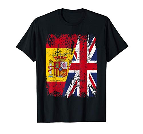 GRAN BRETANA Camiseta UK ESPAÑA BANDERA AMISTAD REINO UNIDO Camiseta