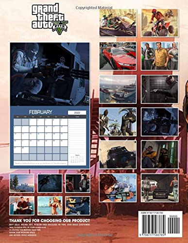 Grand Thẹft Auto V: Video Game Calendar 2022 - Games calendar 2022-2023 18 months- Planner Gifts boys girls kids and all Fans (Kalendar Calendario Calendrier).21