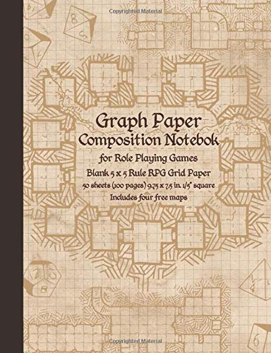 Graph Paper Composition Notebook for Role Playing Games: Blank 5x5 Rule RPG Grid Paper (Dungeon Map RPG Game Series)