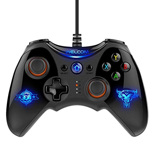 GREATY Controlador de Juegos con Cable, Cable USB Gamepads Joystick Dual Shock Gamepad Trigger, Controlador de computadora portátil de diseño ergonómico para PS3 / PC/TV/TV Box
