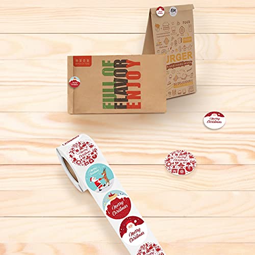 Greyoe Pegatinas Navideñas, Pegatina Navidad Etiqueta, 500 pegatinas navideñas redondas 4 tipos de pegatinas navideñas con Santa Claus/bolas navideñas para envolver regalos y hacer tarjetas (A)
