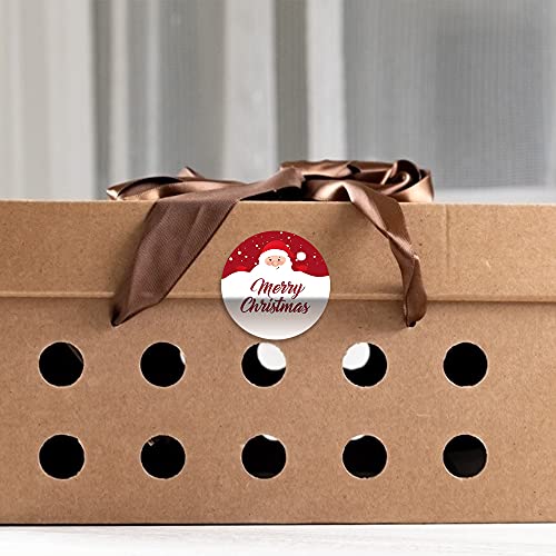 Greyoe Pegatinas Navideñas, Pegatina Navidad Etiqueta, 500 pegatinas navideñas redondas 4 tipos de pegatinas navideñas con Santa Claus/bolas navideñas para envolver regalos y hacer tarjetas (A)