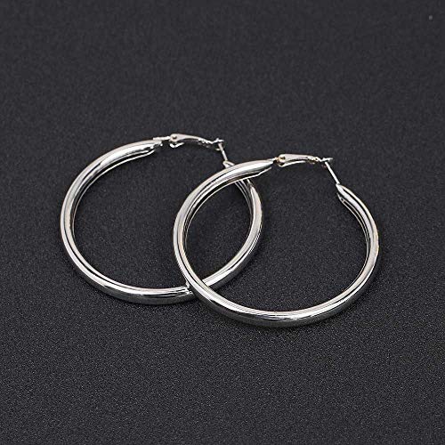GRGFG Pendientes Mujer Aro，Plata Vintage Punk Frosted Big Hoop Pendientes De Aro Hipoalergénico Anillo De Aro Ligero Pendientes De Joyería Circular para Mujeres Niñas Fiesta Boda Regalo del Día De Sa