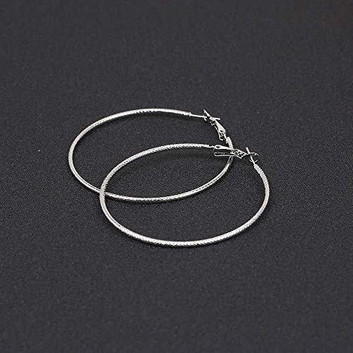 GRGFG Pendientes Mujer Aro，Plata Vintage Punk Frosted Big Hoop Pendientes De Aro Hipoalergénico Anillo De Aro Ligero Pendientes De Joyería Circular para Mujeres Niñas Fiesta Boda Regalo del Día De Sa