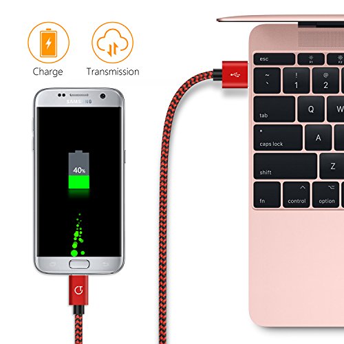 Gritin Cable Micro USB, 3-Pack [1M, 1.5M, 2M] 2.4A Micro USB Cable - Cable de sincronización Micro USB Trenzado de Nylon para Galaxy, Nexus, Kindle, HTC, LG, Sony, PS4 y más (Verde,Rojo,Azul)