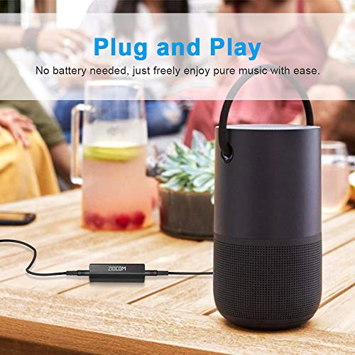 Ground Loop Noise Isolator, ZIOCOM Aislador de ruido de bucle de tierra para sistema de audio de automóvil y estéreo doméstico con cable de audio auxiliar de 3,5 mm, negro