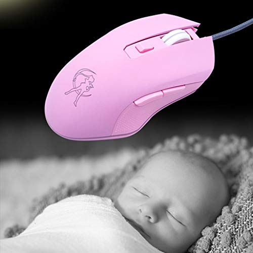 gszfsm001 Silent Click - Ratón de juego con luz LED (7 colores, USB, ergonómico con cable con 3200 DPI y 6 botones)