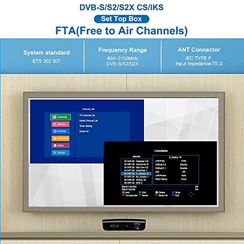 GT Media V7 S2X Receptor de TV por Satélite Decodificador DVB-S / S2 / S2X AVS +VCM/ACM/Multi-Stream / T2MI, Full HD 1080P Soporte Biss Auto Roll Youtube CC CAM/ con Antena WiFi (V7S HD Mejorada)