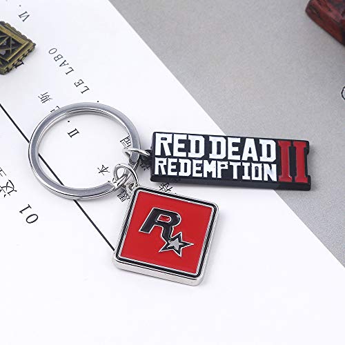 Gta V and Red Dead Redemption 2 Games Inspired - Colección de llaveros con logo de juegos, rojo (Rdr Ii – Logotipo estilo Rockstar), Medium
