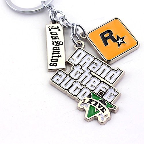 Gta V y Red Dead Redemption 2 Games Inspired - Colección de llaveros con logo de juegos, naranja (Logotipo principal de Gta V), Medium