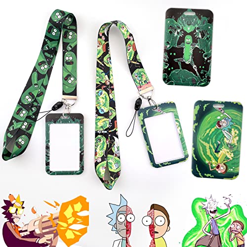 GTOTd Pickle and Portal - Cordón de anime con soporte de identificación (2 unidades) para llavero. Accesorios de dibujos animados, regalos de anime, suministros de fiesta para adolescentes y niñas.