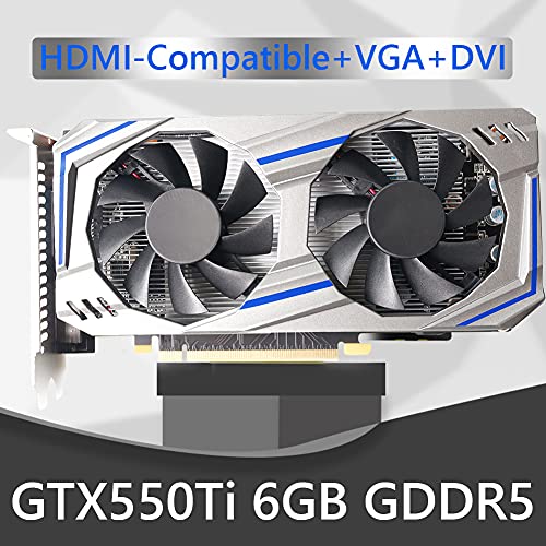 GTX550Ti 6GB 192bit GDDR5 NVIDIA Tarjeta gráfica PCI-Express 2.0 HDMI Compatible con tarjetas de video para juegos con doble ventilador de refrigeración