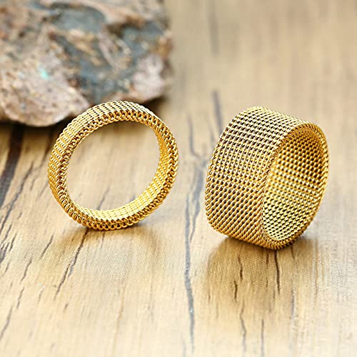 Gualiy Juego de anillos de acero inoxidable de 3/10 mm de malla hueca, anillos de boda, anillos de oro, tamaño 5-12, Sin gemas.,