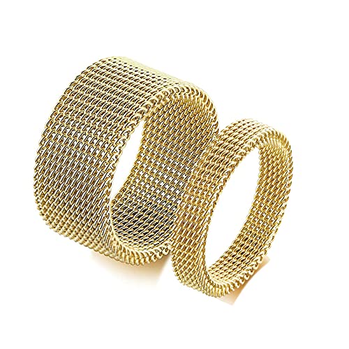 Gualiy Juego de anillos de acero inoxidable de 3/10 mm de malla hueca, anillos de boda, anillos de oro, tamaño 5-12, Sin gemas.,