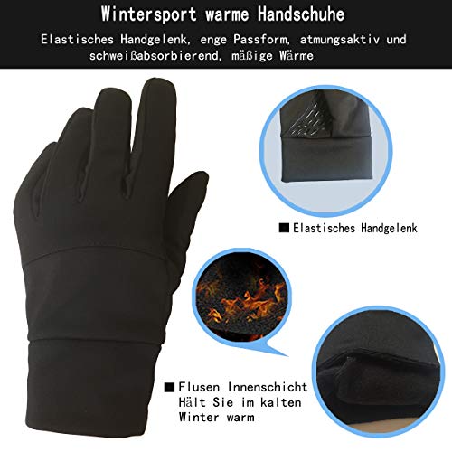 Guantes para pantalla táctil, guantes de invierno antideslizantes, guantes para deportes al aire libre, guantes para ciclismo, guantes resistentes al viento, guantes cálidos con forro polar (negro)