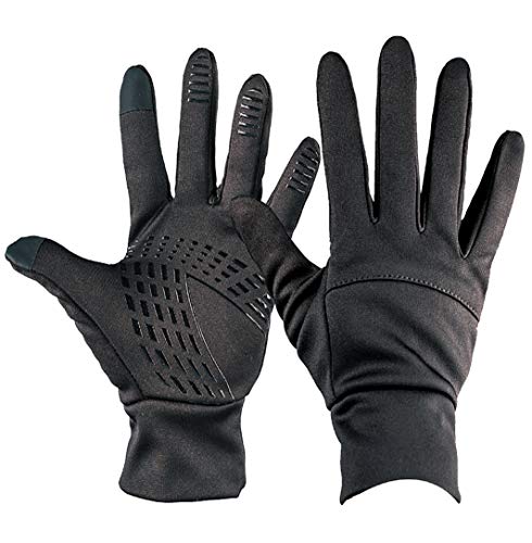 Guantes para pantalla táctil, guantes de invierno antideslizantes, guantes para deportes al aire libre, guantes para ciclismo, guantes resistentes al viento, guantes cálidos con forro polar (negro)