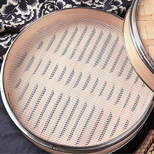 GUCUJI 4 piezas 12 pulgadas silicona antiadherente Steamer Liners Malla Mat Pad Steamed Buns Dumplings Hornear Pastelería Dim Sum Malla